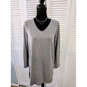Pure Jill Luxe Tencel J. Jill VNeck Tunic Sweatshirt Womens S Gray Cozycore Soft